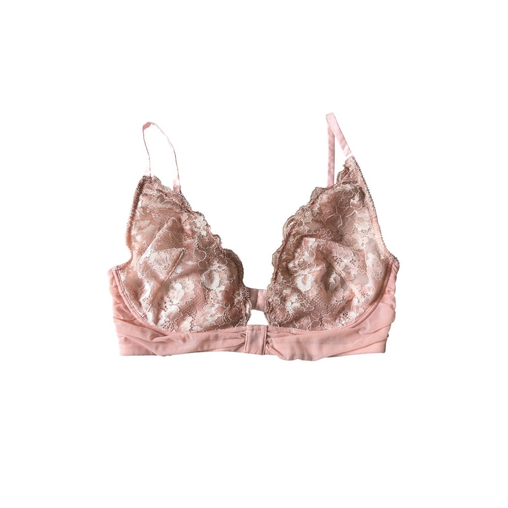NWOT Intimately Free People Pink Floral Lace Underwire Bra 34D Adjustable Straps